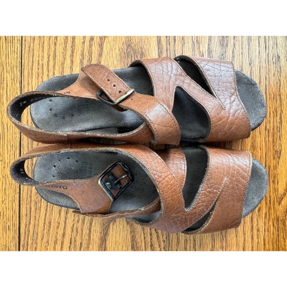 MEPHISTO Tan Leather Buckle Strap Comfort Sandals Women Size 35